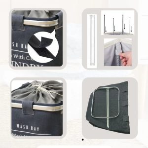 Fabric Laundry Basket with Aluminum Frame - Image 3