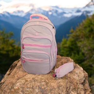 18 Inch 6 Zippers Waterproof Crinkle Fabric Backpack With Pencil Case - Image 11