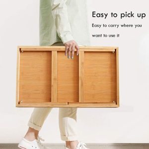 Bamboo Bed Tray Table with Folding Legs - Image 4