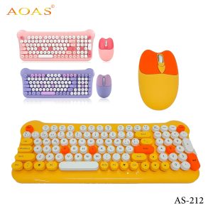 AOAS AS-212 Wireless Colored Keyboard with Mouse - Image 1