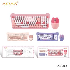 AOAS AS-212 Wireless Colored Keyboard with Mouse - Image 2