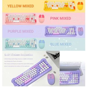 AOAS AS-212 Wireless Colored Keyboard with Mouse - Image 3
