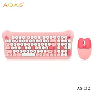 AOAS AS-212 Wireless Colored Keyboard with Mouse - Image 4