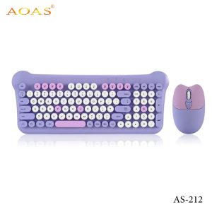 AOAS AS-212 Wireless Colored Keyboard with Mouse - Image 5