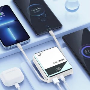 MOXOM MX PB109 10000MAH Power Bank - Built In Cable - Black - Image 4