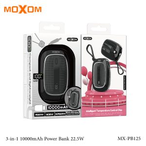 MOXOM MX PB125 10000mAh Built In Cable Power Bank - Black - Image 2