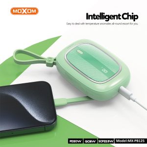 MOXOM MX PB125 10000mAh Built In Cable Power Bank - Black - Image 5