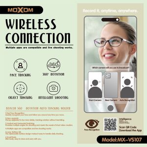 Moxom MX-VS107 360° Rotation Auto-Tracking Holder Live Streaming - Image 3
