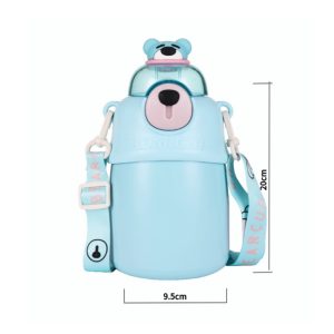 Bear Shaped Stainless Steel School Water Bottle With Straw 700ml - Image 3