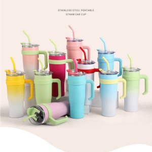 Double Wall 1200ml Vacuum Insulated Tumbler with Handle and Stainless Straw - Image 1