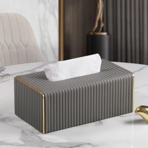 Pu Leather Unique Design Tissue Box Cover (11x15x25)cm - Image 3