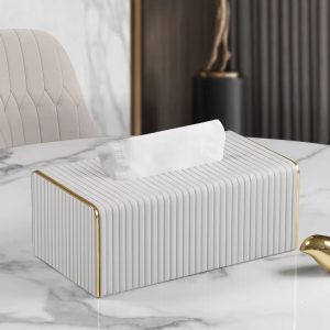 Pu Leather Unique Design Tissue Box Cover (11x15x25)cm - Image 2
