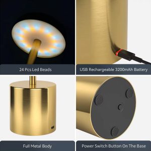 Rechargeable Touch Metal LED Table Lamp - Image 3