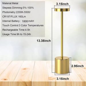 Rechargeable Touch Metal LED Table Lamp - Image 5