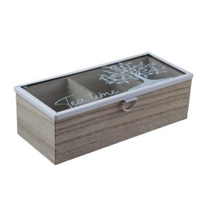 Bamboo 3-Section Tea Box With Glass Lid - Image 4