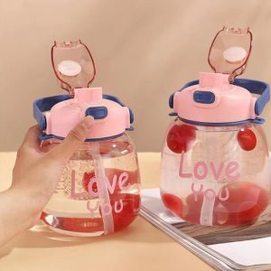 School Water Bottle with Straw & Strip 1100ml - Image 3