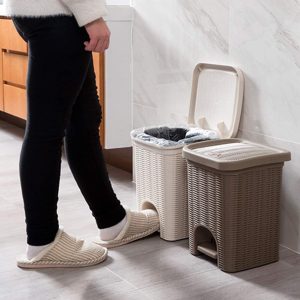 Trash Can Rattan Pedal Trash Can 8.5L/22L - Image 4