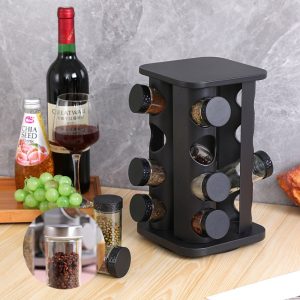 16-JARS 100ML Stainless Steel Rotating Seasoning Spice Jar Set Black - Image 2