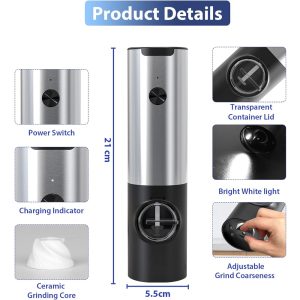 KLT Rechargeable Salt and Pepper Grinder - Image 5
