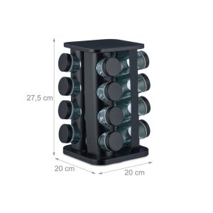 16-JARS 100ML Stainless Steel Rotating Seasoning Spice Jar Set Black - Image 5