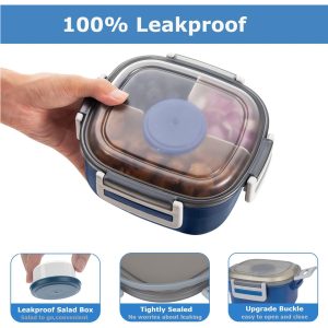 Bento Lunch Box with 5 Compartments, with Dressing Container, 1300 ml - Image 3