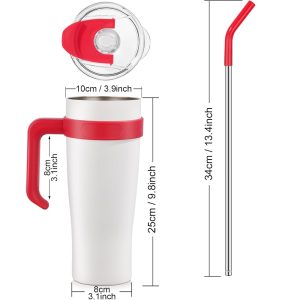 Double Wall 1200ml Vacuum Insulated Tumbler with Handle and Stainless Straw - Image 4