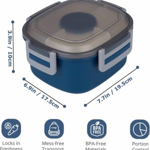 Bento Lunch Box with 5 Compartments, with Dressing Container, 1300 ml - Image 6