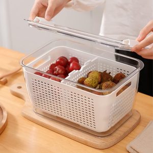 2-Pieces Food Storage Containers Box With Removable Drain Tray - Image 5