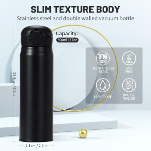 500 Ml Insulated Water Bottle, Stainless Steel Thermos Coffee Travel Mug - Image 6