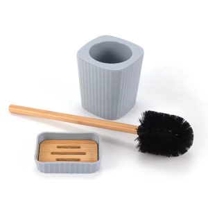 Luxurious 6-Pieces Bamboo Cover Bathroom Accessories Set - Image 5