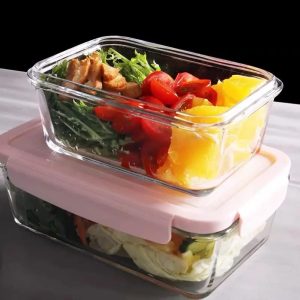 3-Pieces Rectangular Glass Food Storage Containers with Air Vent Lid 370/640/1040ml - Image 7