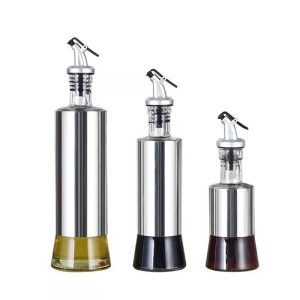 Heavy-duty Oil & Vinegar Glass with Stainless Steel Bottle - Image 1