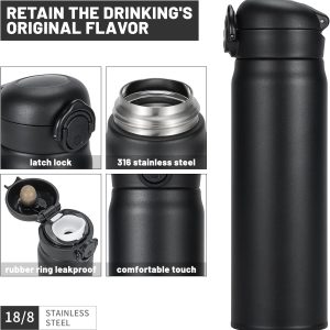 500 Ml Insulated Water Bottle, Stainless Steel Thermos Coffee Travel Mug - Image 2