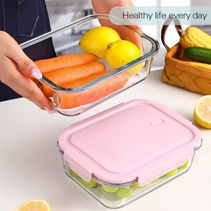 3-Pieces Rectangular Glass Food Storage Containers with Air Vent Lid 370/640/1040ml - Image 8