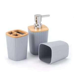 Luxurious 6-Pieces Bamboo Cover Bathroom Accessories Set - Image 6