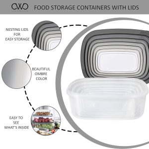 7-Pieces Food Storage Containers with Lids, Easy-Find Nesting Plastic Containers - Image 3