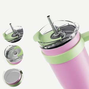 Double Wall 1200ml Vacuum Insulated Tumbler with Handle and Stainless Straw - Image 7