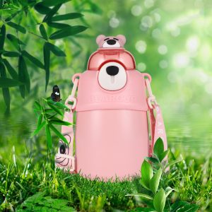 Bear Shaped Stainless Steel School Water Bottle With Straw 700ml - Image 5