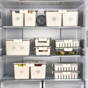 Food Storage Containers Box With Clear Lid and 2 Removable Drain Tray - Image 6