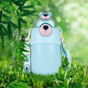 Bear Shaped Stainless Steel School Water Bottle With Straw 700ml - Image 6