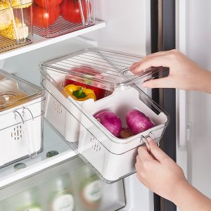 Food Storage Containers Box With Clear Lid and 2 Removable Drain Tray With Handel - Image 2