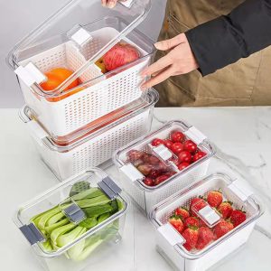 2-Pieces Food Storage Containers Box With Removable Drain Tray - Image 7