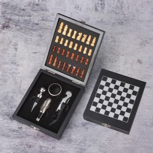 Wine Accessory Kit with Compact Wooden Case with Chess Board - Image 2