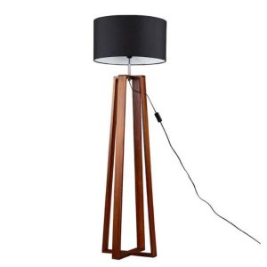 Modern Dark Wood 4 Legged Cross Design Floor Lamp - Image 1