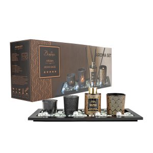 Candle Tray Aroma Diffuser Set - Black - Image 1
