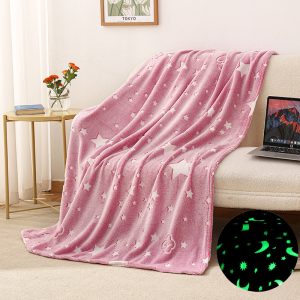 Star Moon Glow in The Dark Blanket for Kids - Pink 150cm x 200cm - Image 4