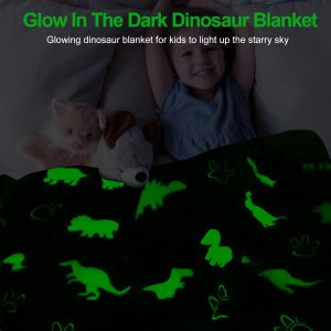 Dinosaur Glow in The Dark Blanket for Kids - Grey 150cm x 200cm - Image 7