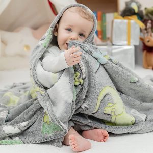 Dinosaur Glow in The Dark Blanket for Kids - Grey 150cm x 200cm - Image 6