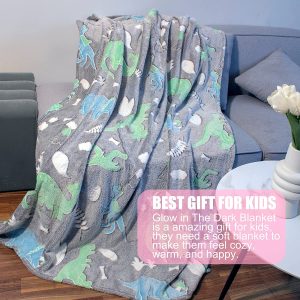 Dinosaur Glow in The Dark Blanket for Kids - Grey 150cm x 200cm - Image 10