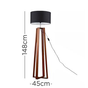 Modern Dark Wood 4 Legged Cross Design Floor Lamp - Image 4